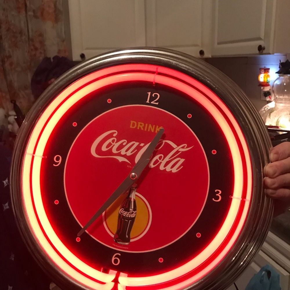 Coca Cola Red Neon Wall Clock - Retro Home Wall Decor